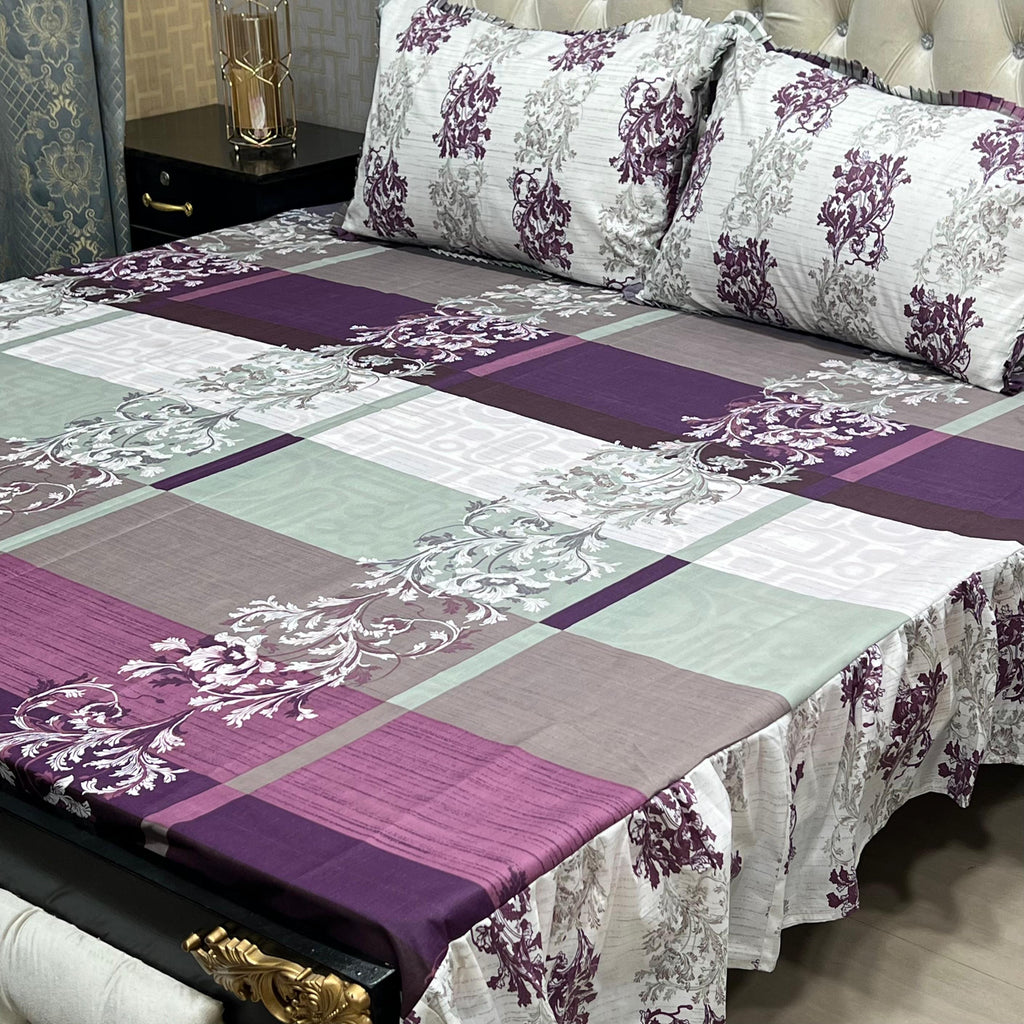 Frill King Size Bed Sheet Set Size:- 93"*95" inches pillow cases 2 sided frill Size:- 19"*29" inches