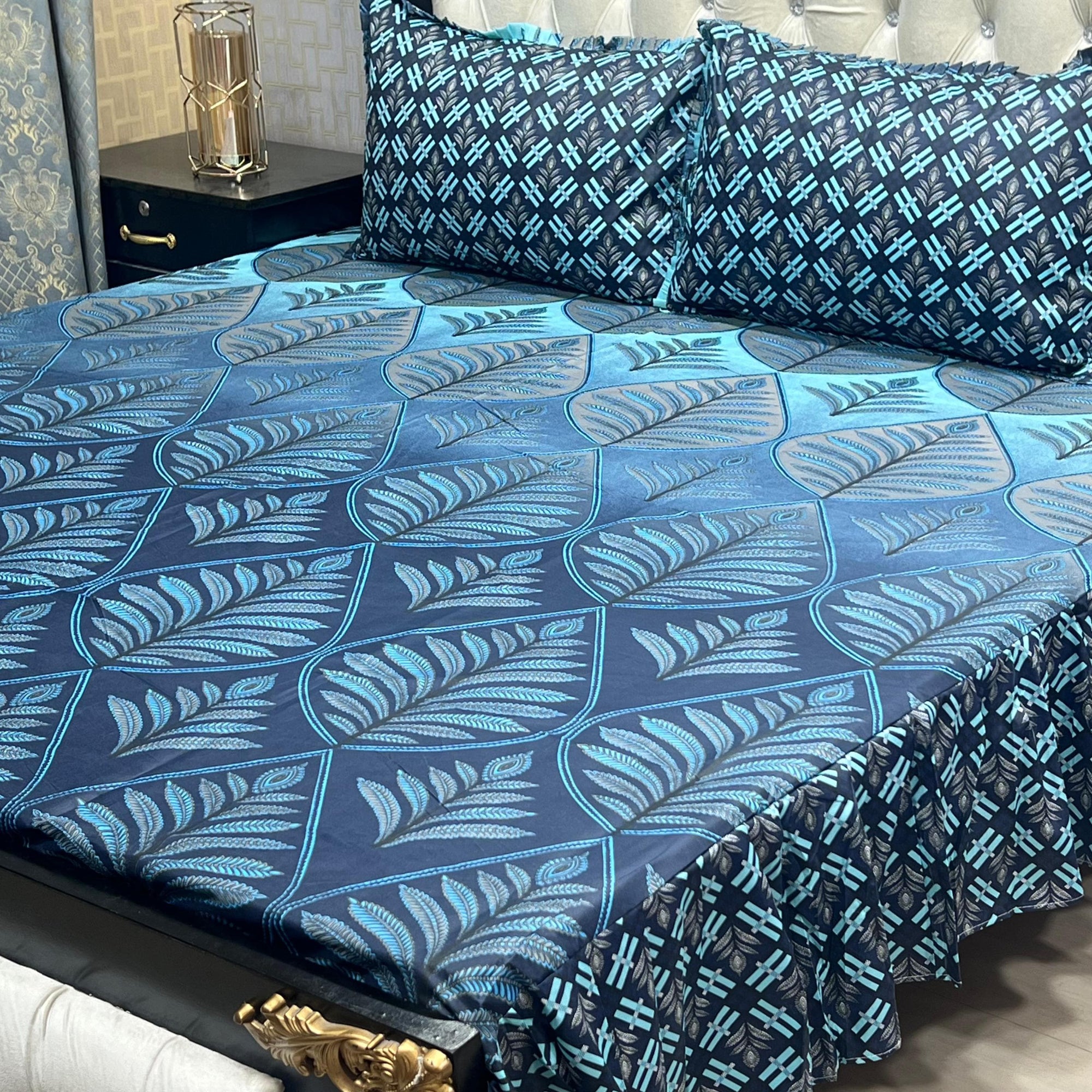 High Quality Frill Bedsheet King Size Export Quality - 2 Side Frill Bedsheet for King Size Bed - Galaxy Bedding