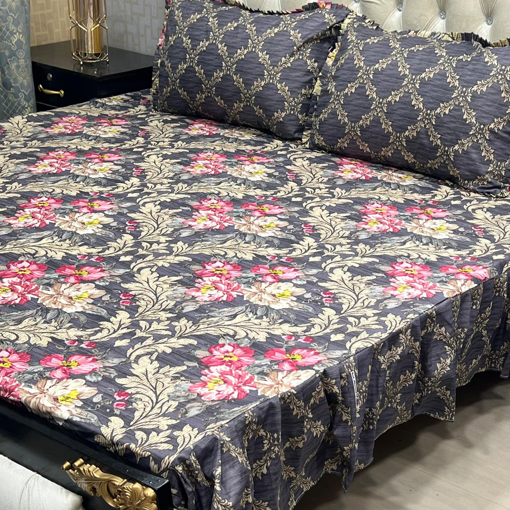 High Quality Frill Bedsheet King Size Export Quality - 2 Side Frill Bedsheet for King Size Bed - Galaxy Bedding