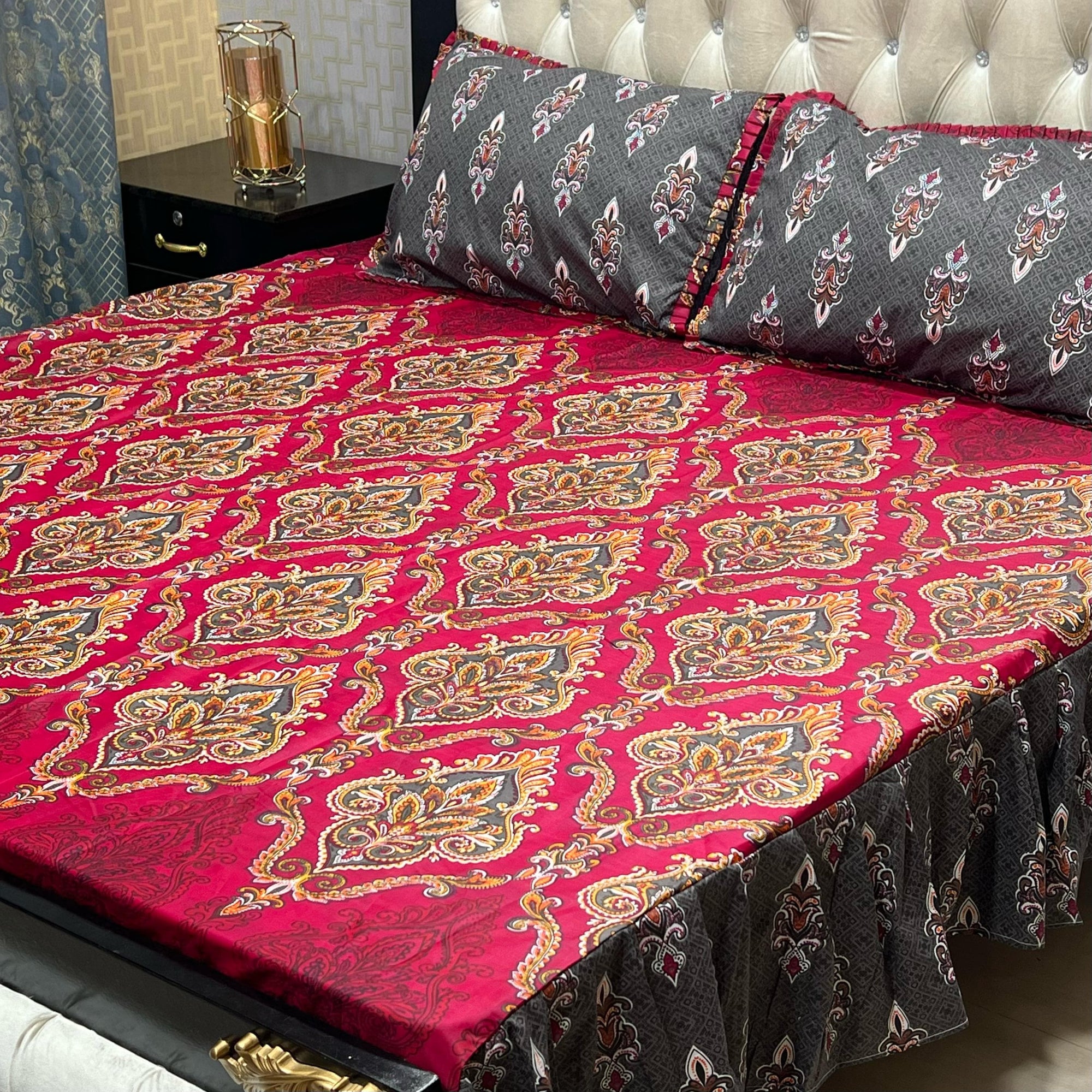 High Quality Frill Bedsheet King Size Export Quality - 2 Side Frill Bedsheet for King Size Bed - Galaxy Bedding